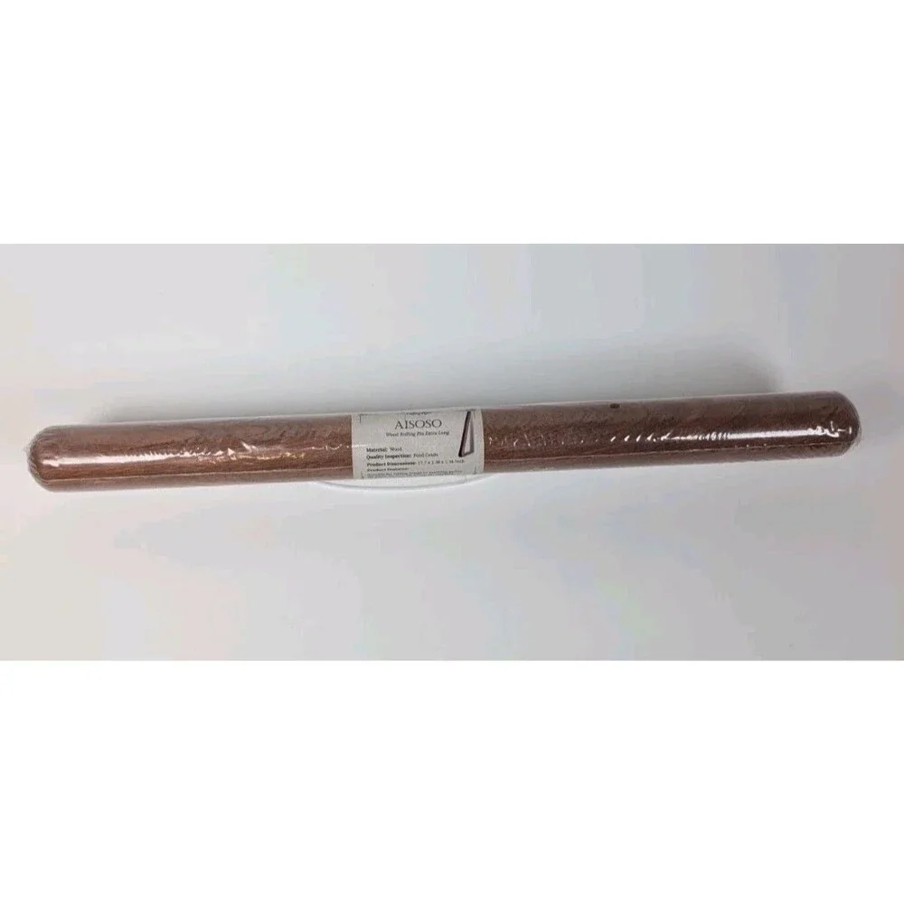 AISOSO Extra Long Wooden Rolling Pin 17.7” Dough Roller Food Grade Solid Wood